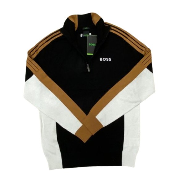 Hugo Boss Other - NWT Hugo Boss Men's Cotton Zip Neck Sweater With Color-Blocking Black S - XL